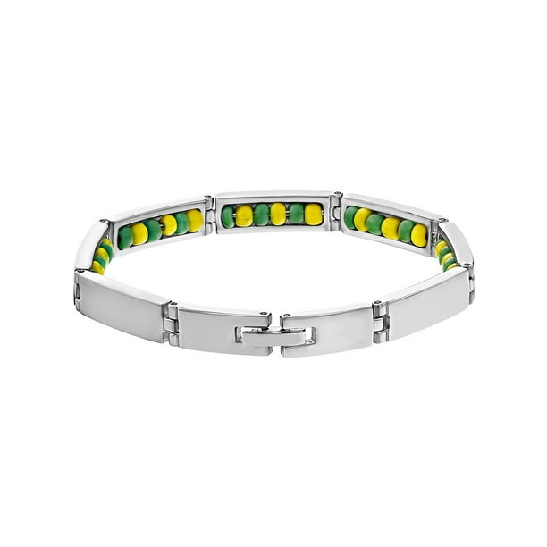Stainless Steel Link Santeria Inside Green Yellow Orula Babalawo