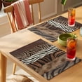 thumbnail image 4 of Animals Printed Striped Placemats Set of 8 Rustic Country Zebra Textured Place Mats Indoor Wipeable Table Mats Washable Cloth Dining Table Placemats for Kitchen Holiday Party Home Decor 13x19 Inch, 4 of 9