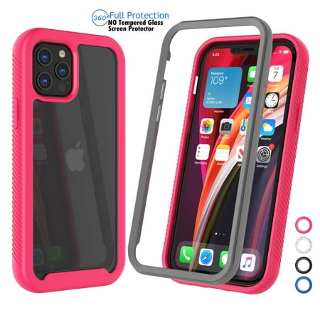 iPhone 12 Mini Case, Sturdy Case for 2020 iPhone 12 Mini, Njjex Hard Plastic Full-Body Rugged Transparent Clear Back Bumper Case Cover for Apple iPhone 12 Mini -Hot Pink