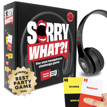 Sorry What -  Uncensored Terrible Lip Reading Adult Card Game - Based On The Headphone Challenge TikTok Trend - 2  Players 40,000 Funny Word Phrase Combinations - Party Game for Adults