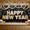 thumbnail image 5 of Gold Silver Happy New Year Banner Star Decor New Year Display Pearl Beads Shiny Sequins Festive Backdrop for New Year Party Holiday Celebration Indoor Decoration, 5 of 9