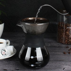 Maker Coffee, Yctze 16x11x11 Manual Hand Drip Coffee Maker Glass Pot with Stainless Steel Filter