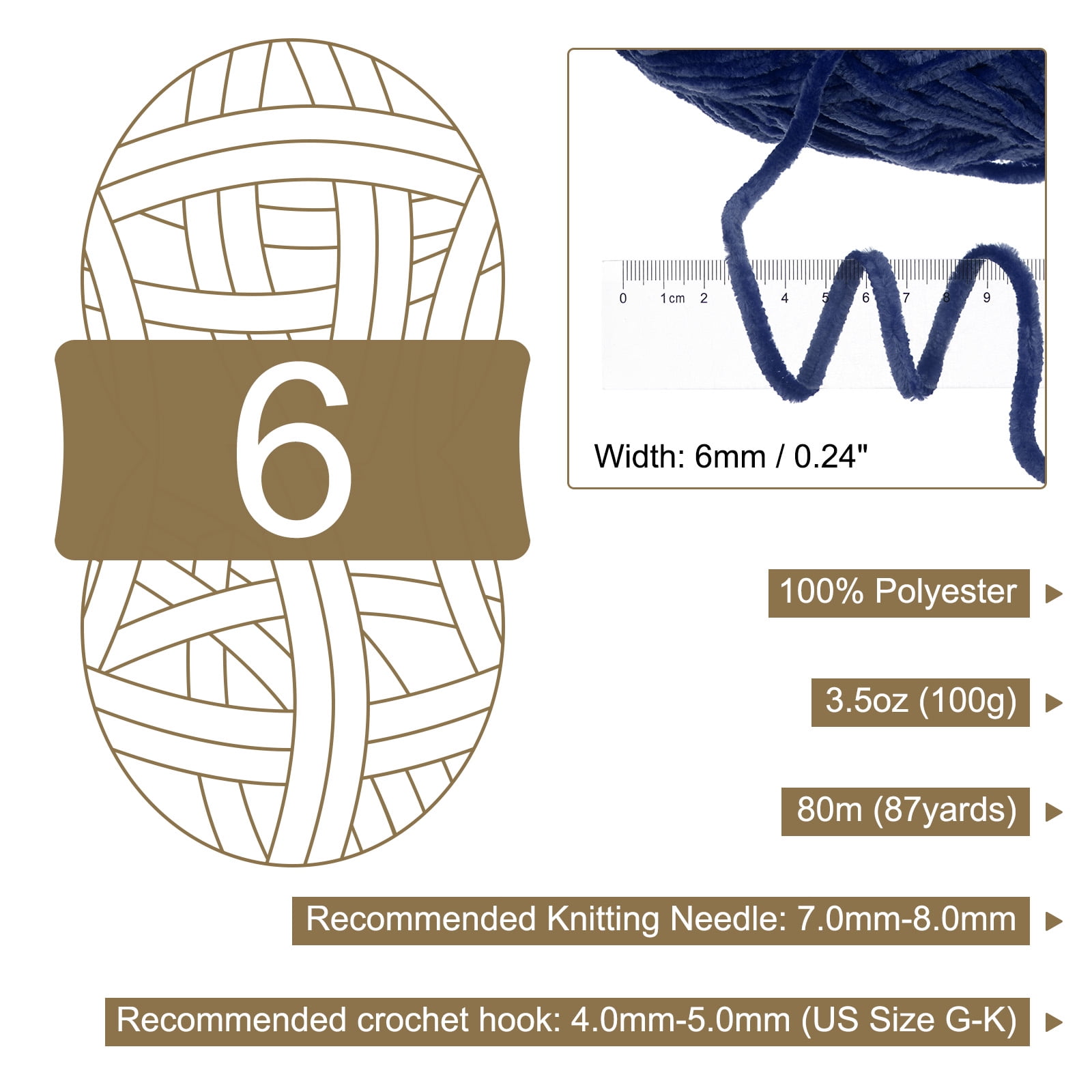 Uxcell 4pcs Velvet Yarn Soft Chenille Yarn 4x100g/14.1oz (347yds) Fluffy Yarn for Knitting Crochet Blanket Dark Blue
