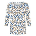 thumbnail image 4 of YanHoo 3/4 Sleeve Tops for Women 3/4 Sleeve Graphic Tee Shirts Pullover Casual Round Neck Floral Print T-Shirts 3/4 Length Sleeve Plus Size Womens Tops Cotton Knit on, 4 of 5