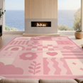 thumbnail image 2 of Design&I 6'x9' Ultra Soft Area Rug, Pink Geometric and Floral Patterned Design Charming Patchwork of Hearts, Clouds, Fluffy Washable Non Shedding for Guest Room Bedroom Living Room, 2 of 3