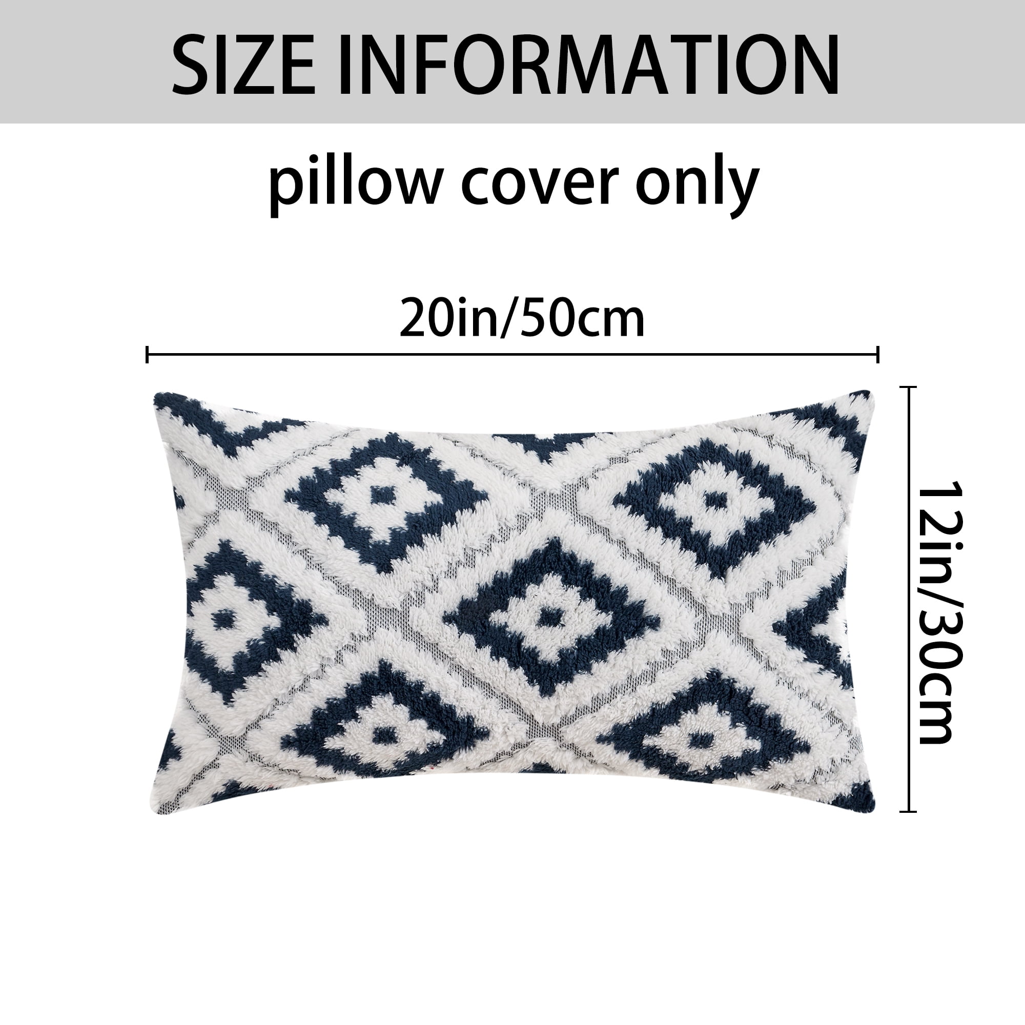 Unique Bargains 4 Pcs Soft Plush Throw Pillow Covers Navy Blue 12" x 20"/16" x 16"