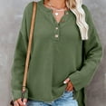 thumbnail image 2 of BLVB Womens Oversized Knitted Sweater Crewneck Button Long Sleeve Sweatshirt Casual Loose Fall Pullover Tops, 2 of 9