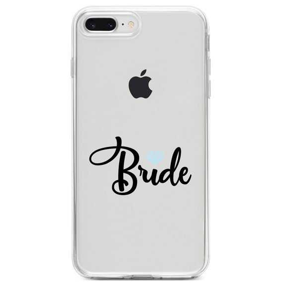 DistinctInk Clear Shockproof Hybrid Case for iPhone 7 PLUS / 8 PLUS (5.5" Screen) TPU Bumper Acrylic Back Tempered Glass Screen Protector - Bride Diamond - Wedding Design