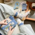 thumbnail image 6 of 5 Pairs Vintage Floral Crew Socks for Women, Soft Cotton Embroidered, Cottagecore Ruffle Socks for Casual & Dress Wear, 6 of 7