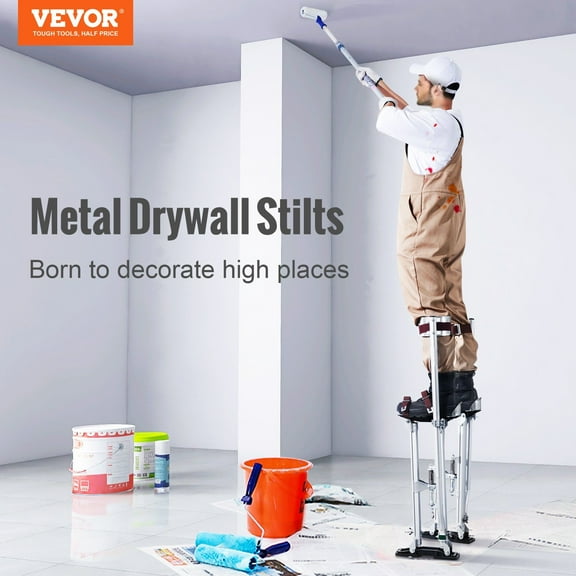 Professional Drywall Stilts 24'' to 40'' Height Adjustable, Silver Painting Stilts - Durable Aluminum Tool Stilts