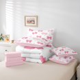 thumbnail image 6 of Manfei Pink Ribbon Bow 7pcs Queen Bedding,Fashion Polka Dot Bedding Comforter Set Queen,Pink Reversible, 6 of 7