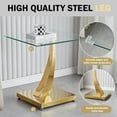 thumbnail image 6 of Modern Glass Coffee Table and End Table Set of 3, Rectangular 0.39" Thick Tempered Glass with Gold Curved Stainless Steel Base, for Living Room and Office, 6 of 6