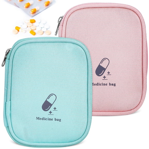 LOLIPPYY Assorted Color Portable Medicine Bag for Travel and Storage with Multiple Compartments Oxford Cloth 2pcs