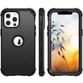 thumbnail image 5 of Mantto Compatible with iPhone 13 Pro Case,  3 Layer Hybrid Hard PC Soft Silicone Heavy Duty Shockproof Bumper Protective Phone Case Cover for iPhone 13 Pro, Black, 5 of 8