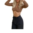 thumbnail image 4 of SAYOO, Top corto Sexy de manga larga para mujer, blusa corta informal básica con escote en V profundo, ropa de calle para discoteca SAYOO  moda, 4 of 8