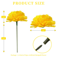 thumbnail image 3 of Artificial Yellow Marigold Flowers Faux Plastic Flower Heads with 6 Inch Stems for Halloween Fall Decor, 3 of 4