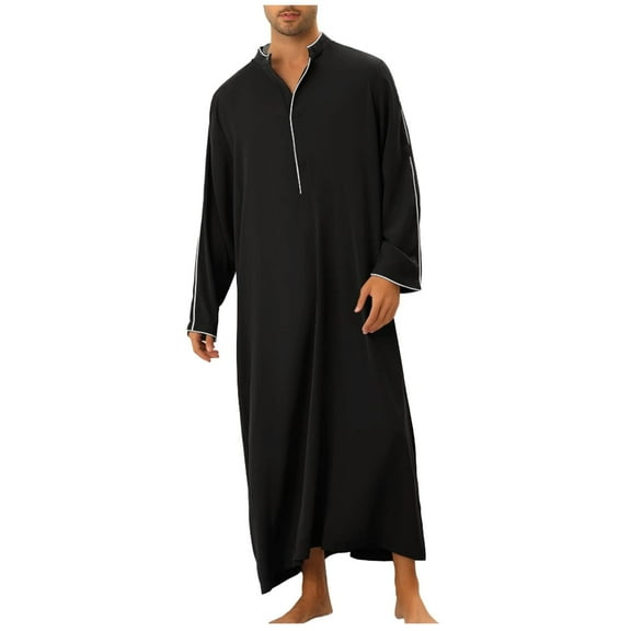 Under $10 Men Long Sleeve Kaftan Thobe Muslim Men Thobe Big and Tall Kaftan Men Thobe with Pocket