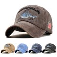 thumbnail image 2 of Unisex Embroidered Lettering Shark Pattern Baseball Cap Fashion Denim Sun Shade Hat black adjustable, 2 of 8