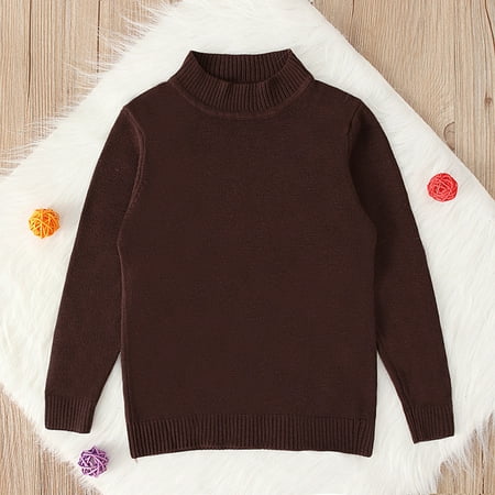 

DENGDENG Toddler Baby Boy Girl Knitting Sweater Long Sleeve Crewneck Clothes Solid Color Sweatshirt 1-12Y