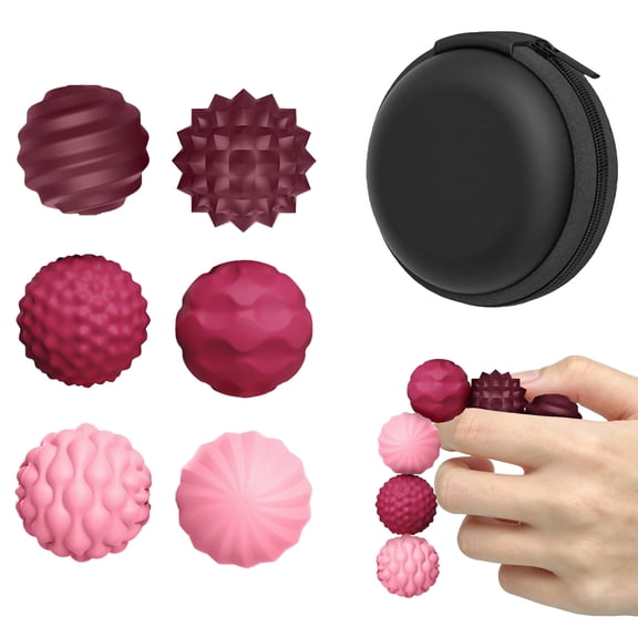 6PCS Silicone Magnetic Balls Fidget Toys for Adults Teens, Stress Relief Sensory Toy for Autism ADHD Anxiety, Office Desk Fun Textures Gadgets, Stocking Stuffers Gift for Women Men,Red
