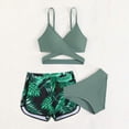 thumbnail image 2 of mgoYE Girls Swimsuit 3 Piece Bathing Suit Criss Cross Bikini Set Girls' Swimwear with Shorts 11-16T(Green,14 Years), 2 of 4