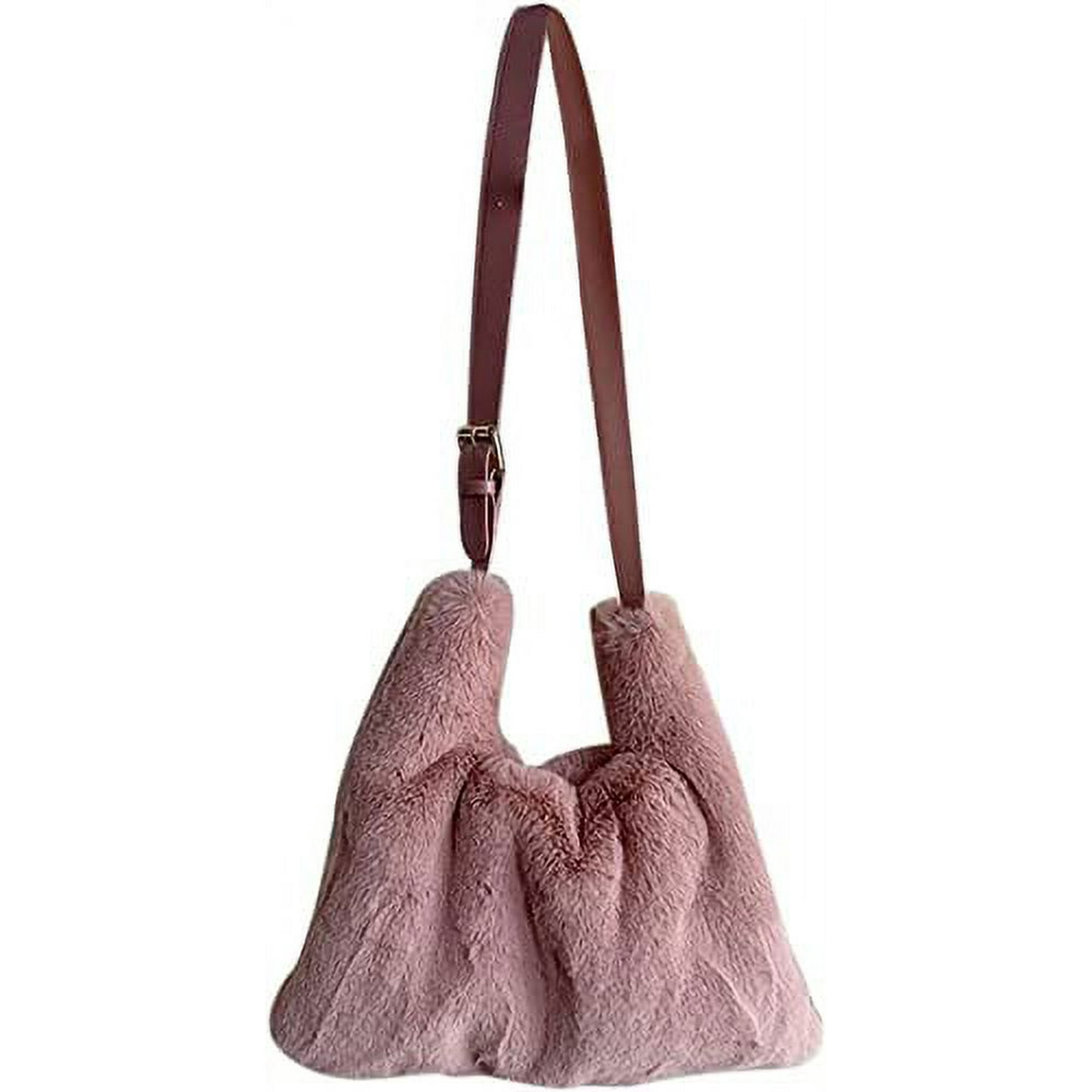 Furry Pink Crossbody Tote Bag