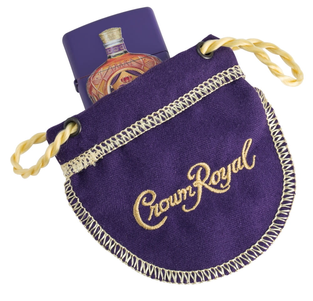 Zippo Crown Royal Texture Print Purple Matte Pocket Lighter and Pouch Gift Set