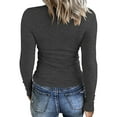 thumbnail image 2 of Hfyihgf Womens Deep V Neck Long Sleeve Henley Shirts Button Up Ribbed Knit Pullover Tops Casual Slim Fit Solid Tees Gray L, 2 of 5