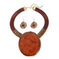 thumbnail image 4 of Bohemian Jewelry Big Round Resin Silver Tinfoil Pendant Necklace and Earring Set for Women Colorful Resin Bib Necklace and Earrings for Weddings Parties Everyday Wear, 4 of 4