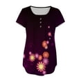 thumbnail image 5 of AOOCHASLIY Womens Blouses Short Sleeve Women Trendy V- Neck Floral Printed Tunic Tops Buttons Short Sleeve T-shirt, 5 of 6