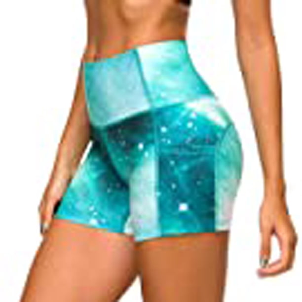 Gibobby Pantalones de mezclilla Pantalones cortos de entrenamiento para mujer Scrunch Booty Yoga Pantalones Tie-dye Pockets Leggings(Verde, XL)