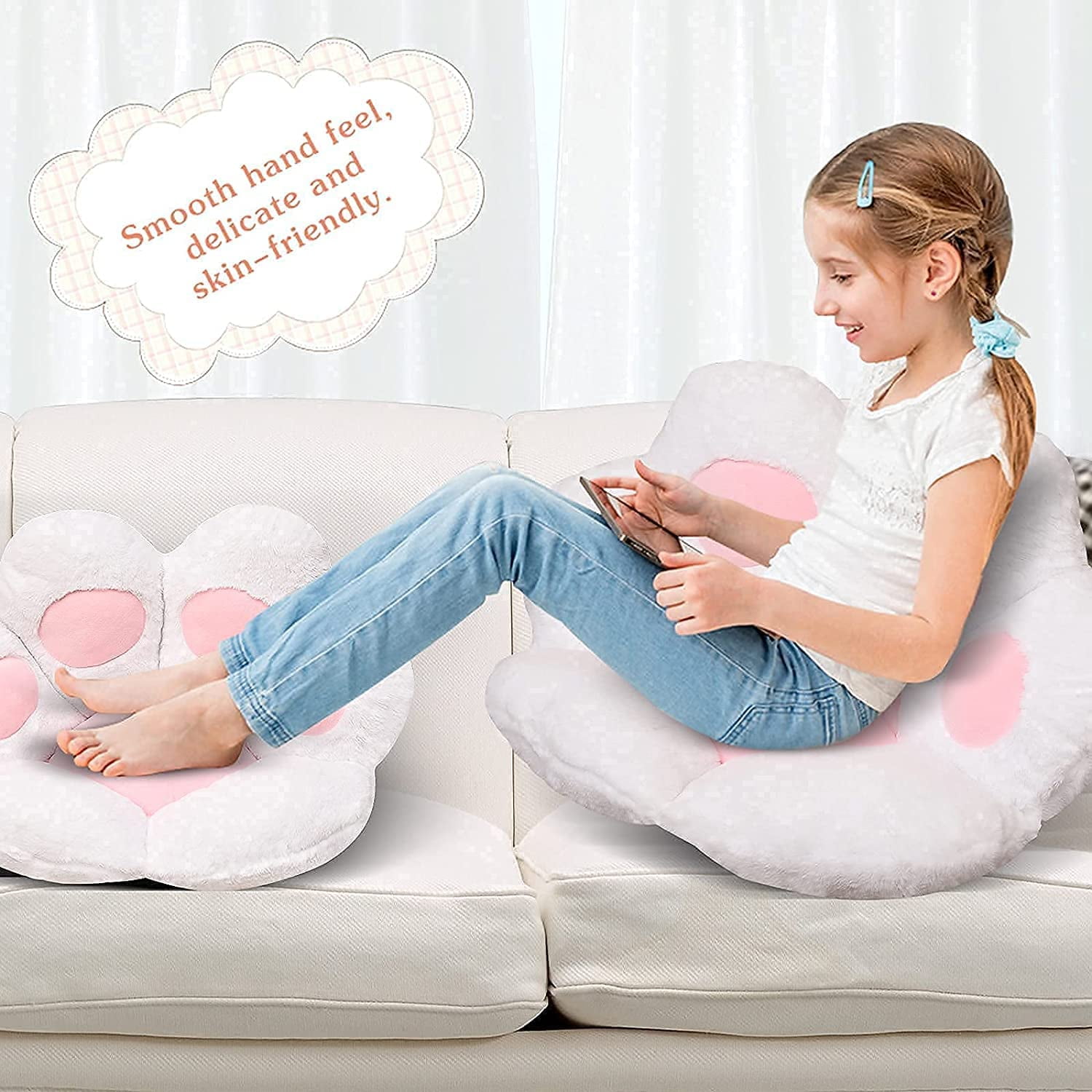  Seat/Chair Cushion, Cat Paw Cushion, Cute Girl Gamer Chair  Cushion Pad Pillow Gaming Accessories, Hanging Chair Cushion, Non Slip  Floor Seating Lazy Sofa with Lumbar Back Support : Everything Else