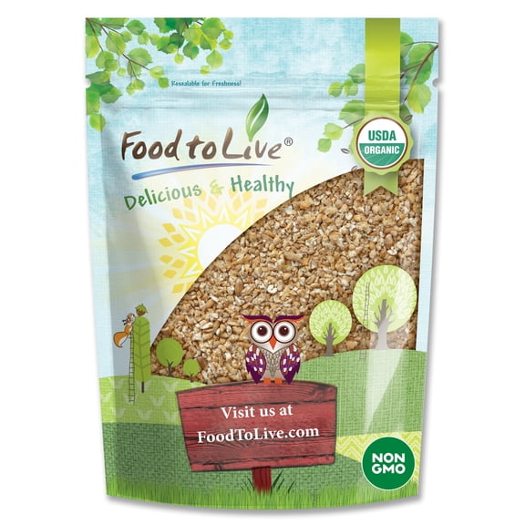 Organic Cracked Wheat Berries, 0.5 Pounds - Non-GMO, Kosher, Raw, Vegan - by Food to Live