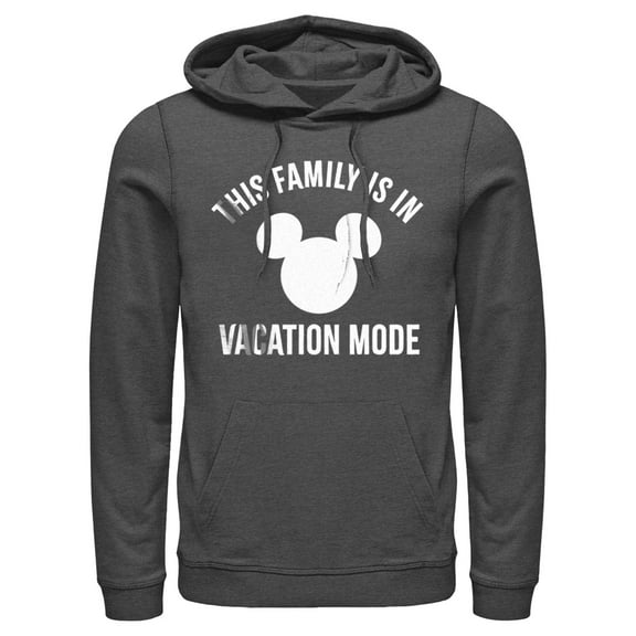 Men's Mickey & Friends This Family Is in Vacation Mode Pull Over Hoodie Charcoal Heather X Large