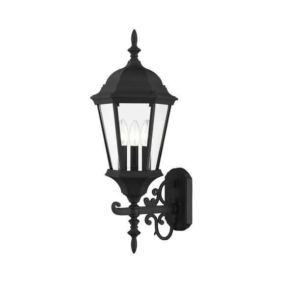 Livex Lighting Hamilton 3-Light Metal Outdoor Wall Lantern in Textured Black