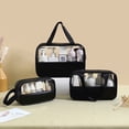 thumbnail image 1 of Bolsa de cosméticos con empalme de PU, bolsa de lavado impermeable transparente de PVC, bolso de mano portátil de viaje, bolsa de almacenamiento de baño de gran capacidad, 1 of 6
