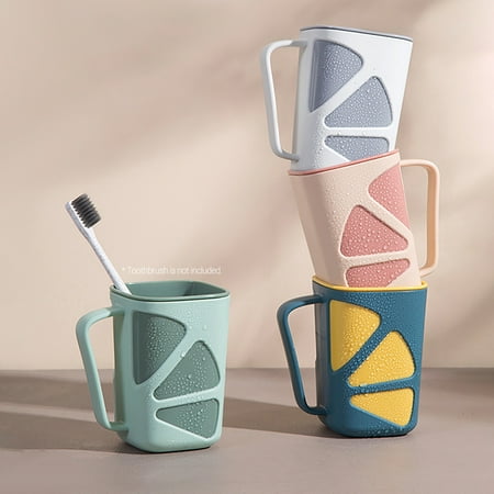 

jiaroswwei 350ml Tooth Mug Lemon Design Wear-resistant with Handle PP Cartoon Mouthwash Cup for Bathroom