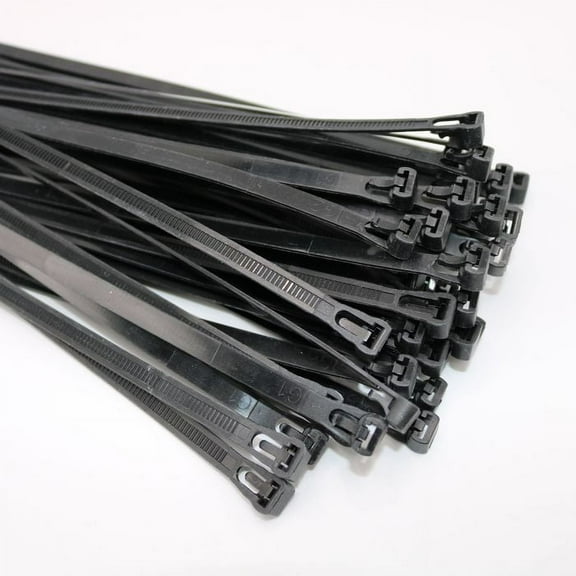 8" Releasable x 50 LB Cable Ties (100/bag) - UV Black