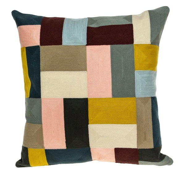 Parkland Collection Bollix Contemporary Multicolor Pillow Cover With Poly Insert
