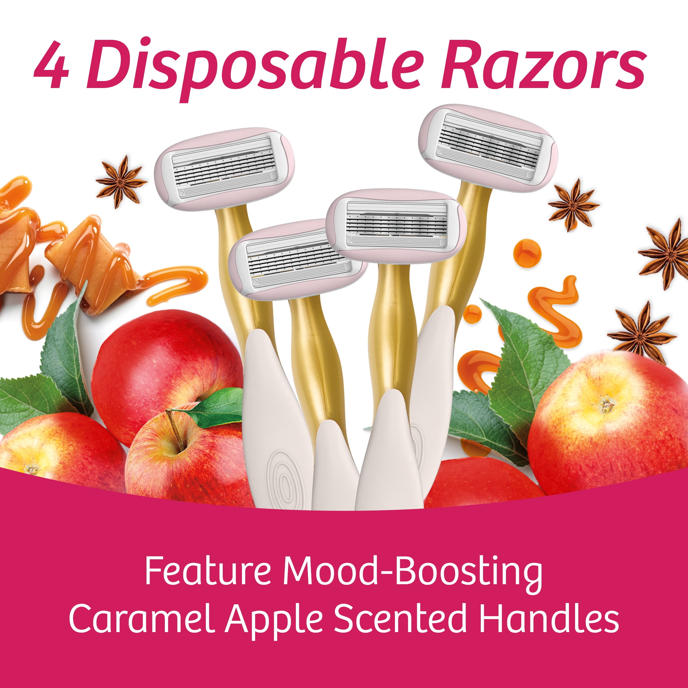 BIC Women's Disposable Razors with Scented Handles Carmel Apple