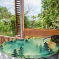 thumbnail image 2 of Ambesonne Forest Fitted Round Tablecloth, Vintage Jungle Landscape Art, 40"- 44" Diameter, Fern Green and Laurel Green, 2 of 5