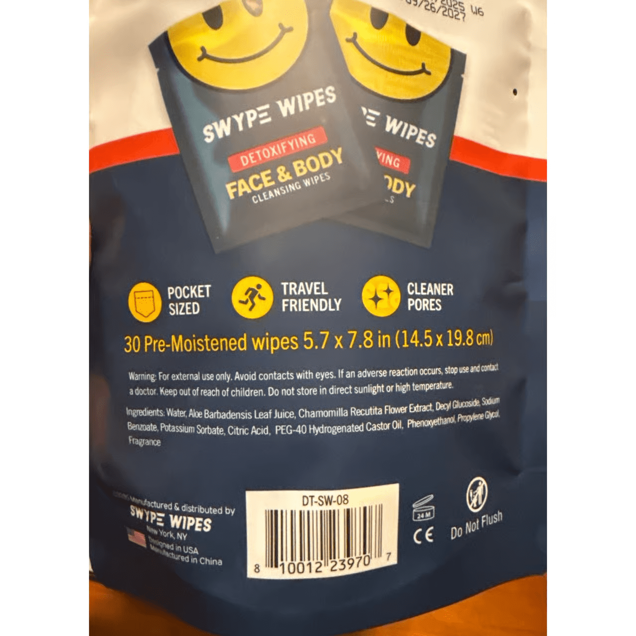SWYPE Wipes Detoxifying Face & Body Pre-Moistened Cleansing Wipes