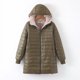 thumbnail image 5 of Chaqueta de algodón a cuadros con capucha de longitud media a larga para mujer, 5 of 6
