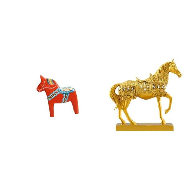 Figura de escritorio,Estatua de caballo Dala tradicional sueca,artesanía,Figura creativa de caballo de Dalecarlian,Estatuas de caballos,Estatuas de caballos Figura de caballo Figura de caballo