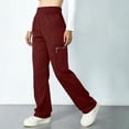 thumbnail image 4 of Miluxas Spring Wide Leg Cargo Pants for Women Loose Fit Elastic High Waisted Parachute Pants with Pockets Outdoor Sports Slacks Wine, 4 of 8