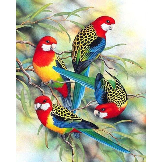Cuadros Decorativos 11CT impreso completo bordado cuatro loro costura DIY algodón arte Craft Kit Ehuebsd Nuevos Originales