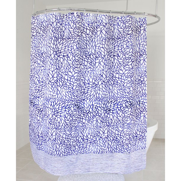 Splash Home Ora 70" x 72" Polyester Fabric Blue Shower Curtain, 1 Each