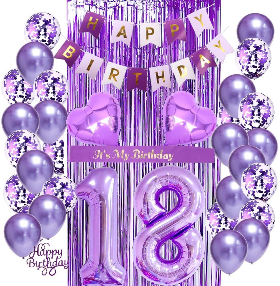 18th Birthday Decorations For Girls 18th Birthday Balloons Purple 18th Birthday Decorations For Girls 18th Birthday Balloons Purple