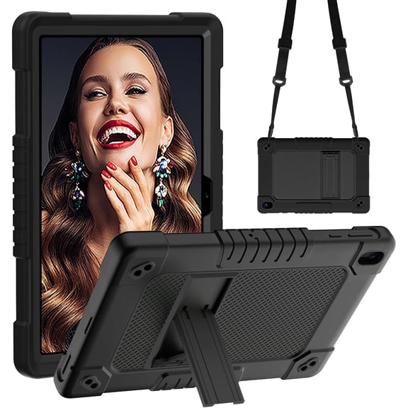 Kebiory Case for Walmart ONN 10.1 Inch Gen 4 2024 Tablet(Model:100135925),Heavy Duty Shockproof Cover with Kickstand&Shoulder Strap Kids Friendly Case for Onn 10.1 inch 2024 Tablet (Black)