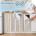 thumbnail image 5 of Vintage Striped Cabinet Curtains for Kitchen 35"Wx35"L, Purple Khaki Vertical Ticking Stripes French Country Laundry Sink Cabinets Magic Tape Short Curtain Privacy Panel for Bathroom Vanity Cabinets, 5 of 9